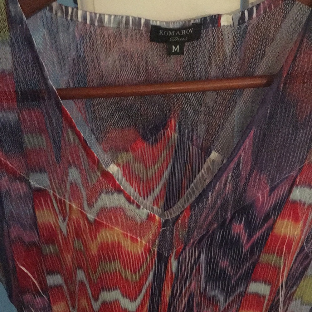 Komarov Mesh Trim Drawstring Dress With Pockets!
